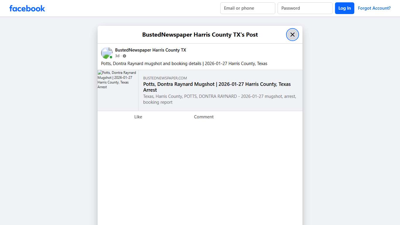Potts, Dontra Raynard... - BustedNewspaper Harris County TX Facebook